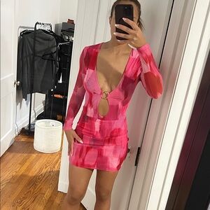 Stylish Pink Patterned Dress